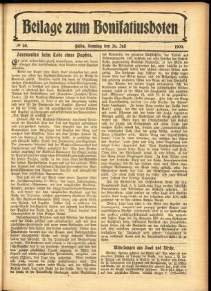 Zweite Ausgabe vom Sonntag, den 26. Juli 1903.