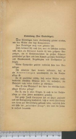 Einleitung (Der Verteidiger),
