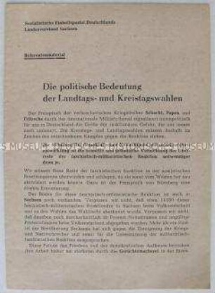 Schulungsmaterial für Referenten über die Bedeutung der Wahlen 1946