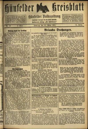Zweite Ausgabe vom Dienstag, den 31. März 1931.