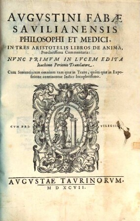 In tres Aristotelis Libros de Anima Commentaria
