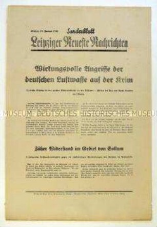 Sonderblatt der "Leipziger Neuesten Nachrichten" zum Kriegsverlauf an der Ostfront und in Nordafrika