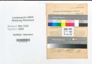 Entnazifizierung Hermann Stoffele , geb. 15.03.1914 (Polizeianwaerter)