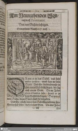 Am Neunzehenden Sontage nach Trinitatis. Von dem Gichtbrüchtigen. Evangelium Matthaei 9. v. 1