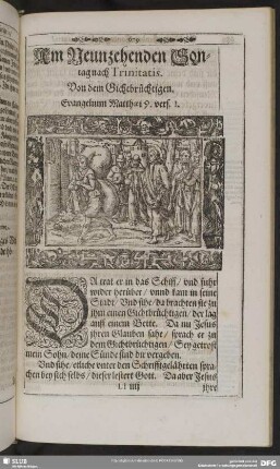 Am Neunzehenden Sontage nach Trinitatis. Von dem Gichtbrüchtigen. Evangelium Matthaei 9. v. 1