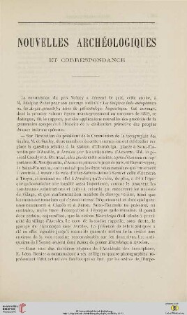 Nouvelles archéologiques et correspondance