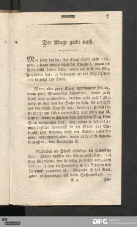 Der Kluge giebt nach.