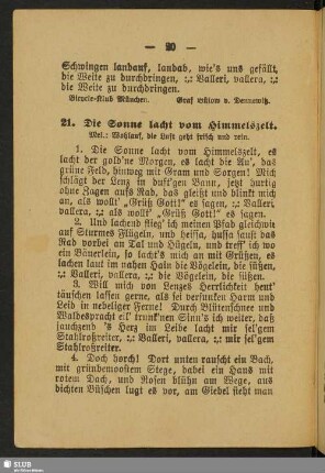 21. Die Sonne lacht vom Himmelszelt