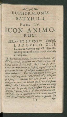 Pars IV. Icon Animorum.