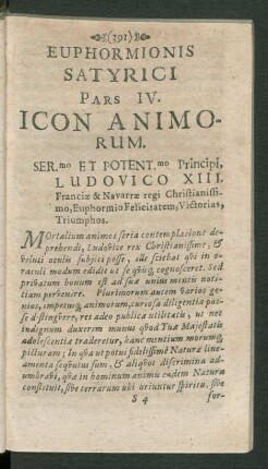 Pars IV. Icon Animorum.