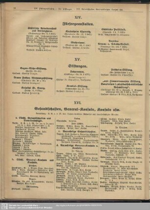 XVI. Gesandtschaften, General-Konsuln, Konsuln usw.