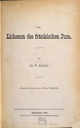 Die Lichenen des Fränkischen Jura