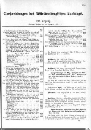 162. Sitzung, Stuttgart, 15.12.1922