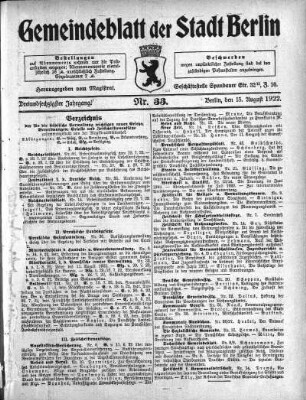 1922,33: Nr. 33, 13. August 1922