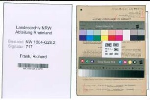 Entnazifizierung Richard Frank , geb. 05.04.1900 (Postassistent)