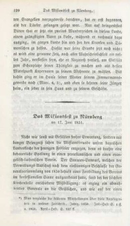 120-128 Das Missionsfest zu Nürnberg am 17. Juni 1851