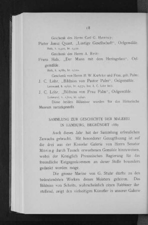 Sammlung zur Geschichte der Malerei in Hamburg, begründet 1889