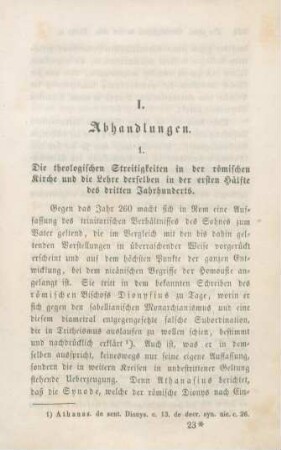 343-421 Die theologischen Streitigkeiten in der römischen Kirche und die Lehre derselben in der ersten Hälfte des dritten Jahrhunderts