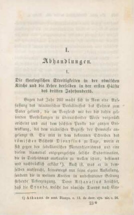343-421 Die theologischen Streitigkeiten in der römischen Kirche und die Lehre derselben in der ersten Hälfte des dritten Jahrhunderts