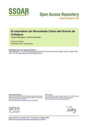 El exterminio del Movimiento Cívico del Oriente de Antioquia