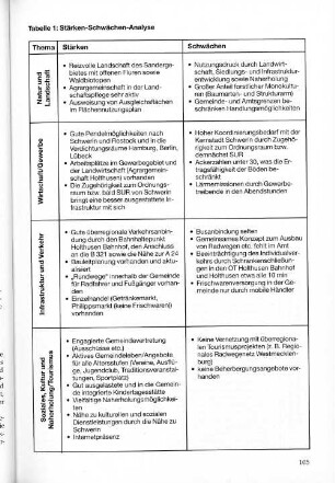 Tabelle 1: Stärken - Schwächen - Analyse