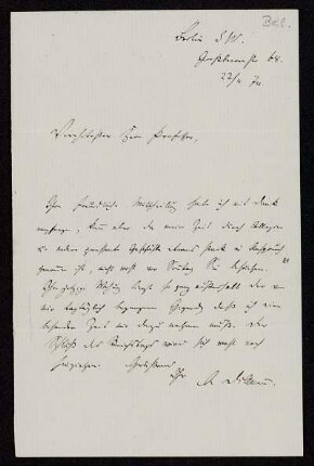 Nr. 46: Brief von August Dillmann an Heinrich Ewald, Berlin, 23.4.1874