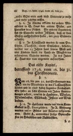 Das eilfte Kapitel, betreffend 1746. vom 16. bis 31. des Christmonats