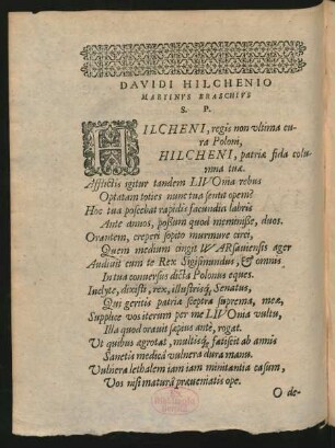 Davidi Hilchenio Martinus Braschius S. P.