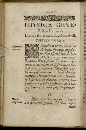 Physica Generalis Ex Libris octo ... Arist.