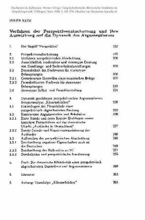 Verfahren der Perspektivenabschottung und ihre Auswirkungen auf die Dynamik des Argumentierens