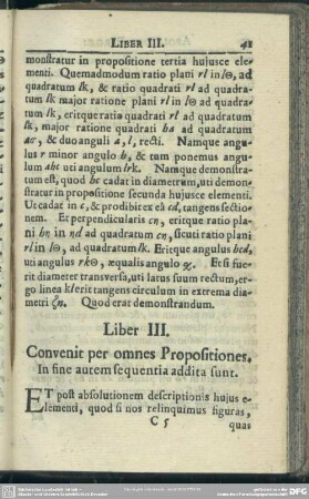 Liber III. Convenit per omnes Propositiones. In fine autem sequentia addita sunt
