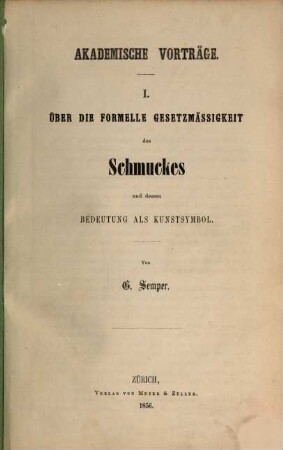 Über die formelle Gesetzmässigkeit des Schmuckes und dessen Bedeutung als Kunstsymbol