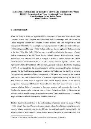Economic Feasibility of Turkey's Economic Integration with the EU