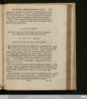 Locus XXIV. De Ecclesiae variis Fatis, De Antichristo, eius Ortu, Progressu & Casu; Deque Regno Christi glorioso ultimis temporibus.