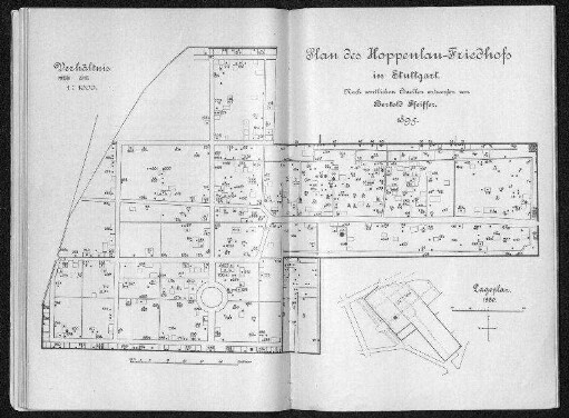 Plan des Hoppenlau-Friedhofs in Stuttgart (1895)