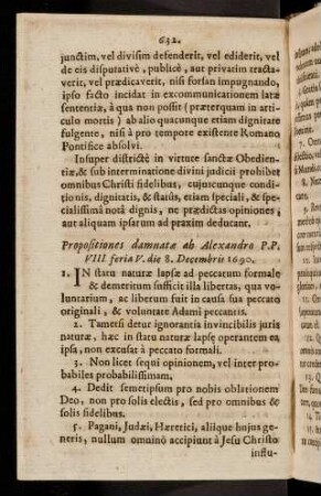 632-643, Propositiones damnatae ab Alexandro P. P. VIII.; ...