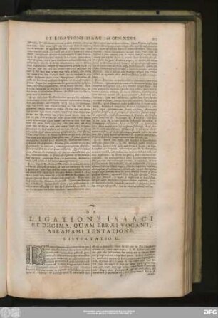 De Ligatione Isaaci Et Decima, Quam Ebraei Vocant, Abrahami Tentatione. Dissertatio II.