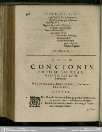 Idea Concionis Primae In Psalmum Trigesimum septimum