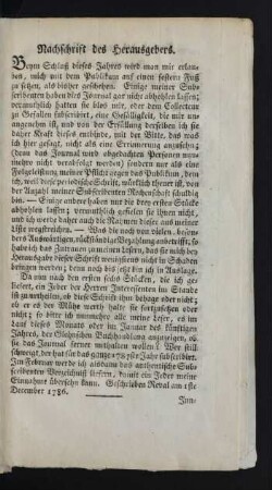 Nachschrift des Herausgebers.