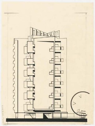 Wohnhochhaus, Emslebener Straße Hindenburg Straße: Ansicht von Süden 1. Variante