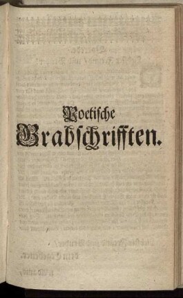 Poetische Grabschrifften