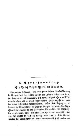Correspondenz : ein Brief Pestalozzi's an Stapfer