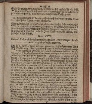 Num. XXVII. Extract Responsi Scabinorum Hallensium, so im vorigen seculo anno 1595. eingehohlet worden