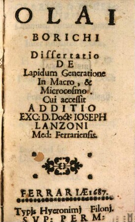 Diss. de lapidum generatione ...