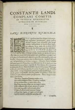 Iani bifrontis numisma. - Germanici Cæsaris numisma.