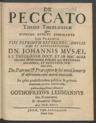 De Peccato Theses Theologiæ