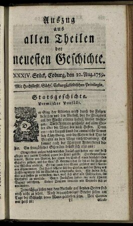 XXXIV. Stück, Coburg, den 22. Aug. 1759.