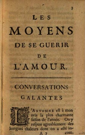 Les moyens de se guérir de l'amour : Conversations Galantes