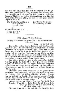 Kurze Mittheilungen : [V. Elementarschulwesen]