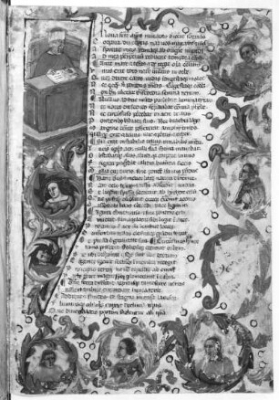 Naso, Publius Ovidius. Textseite und Illumination. Handschrift; 24 x 16,5 cm (Blattgröße). Italien. Dresden: SLUB Mscr.Dresd.Dc.144